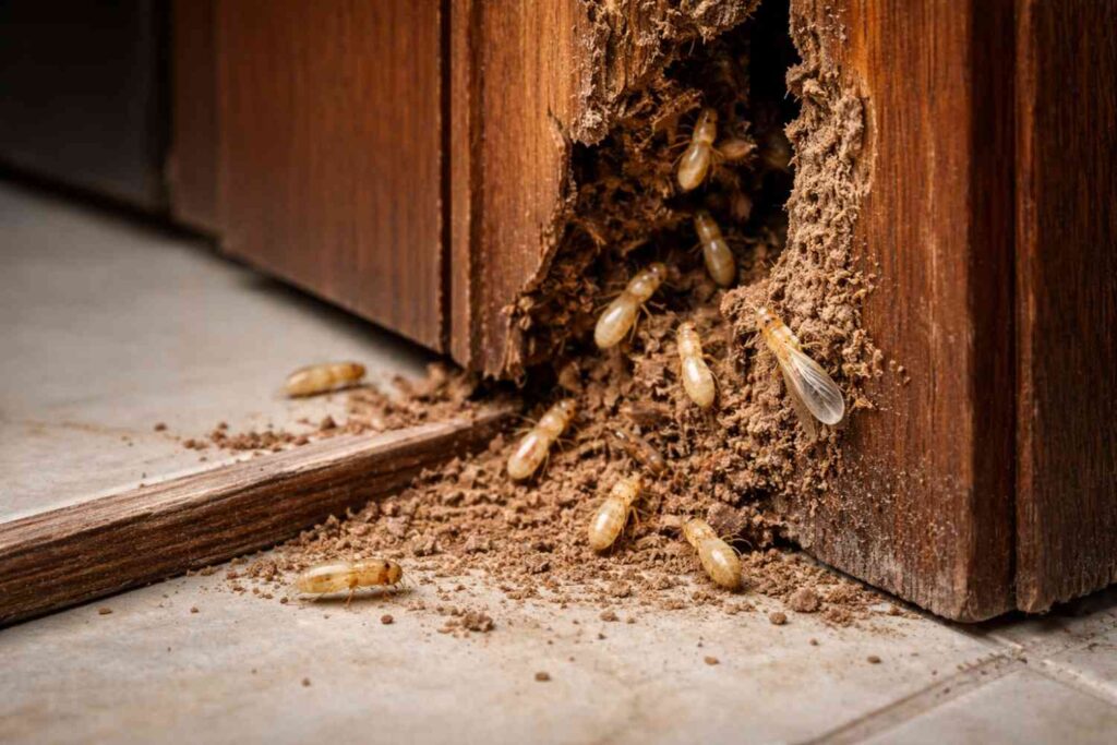 Termites Coming From Wooden Door Frame